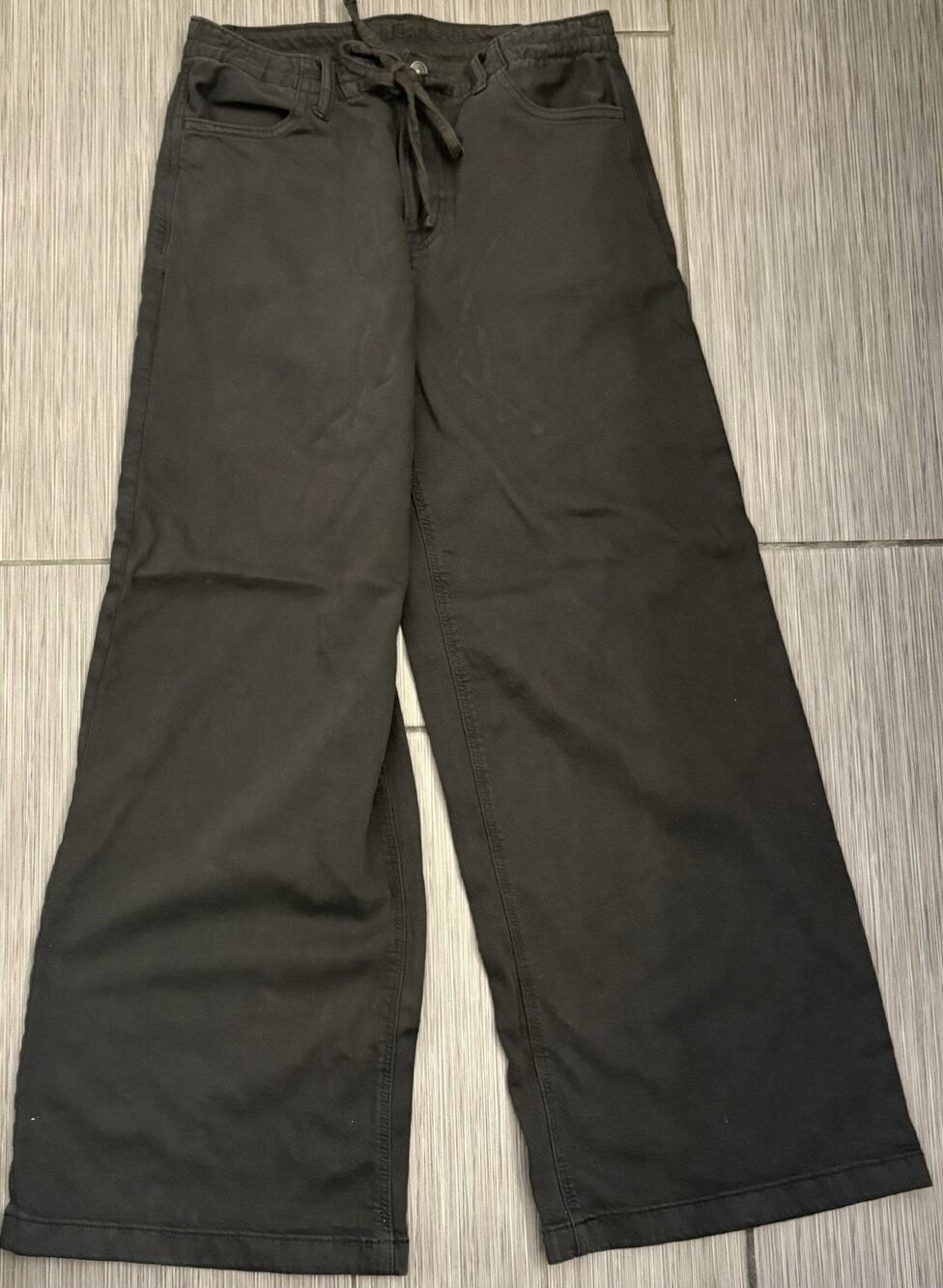 American Eagle Ultra Wide Leg Black Denim Pants Size 4 Regular Stretch